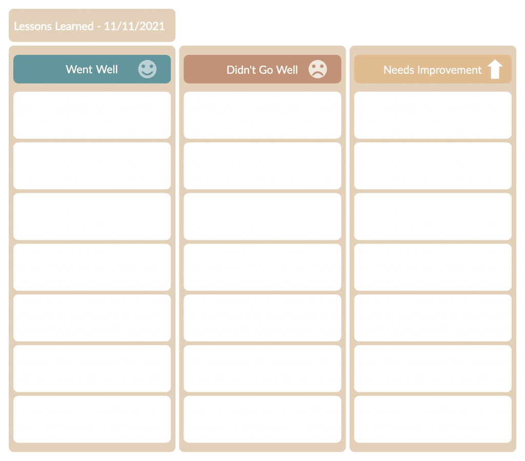 an example of a lessons learned template