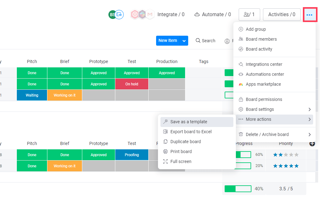 monday.com save template