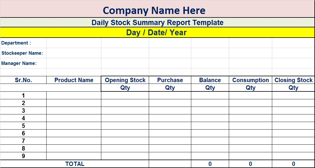 Free Excel Summary Templates For Busy Professionals Blog