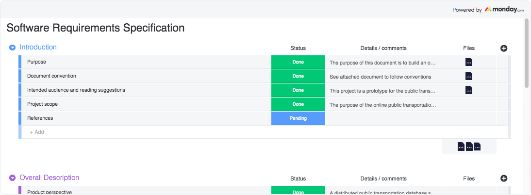 monday.com software requirements template