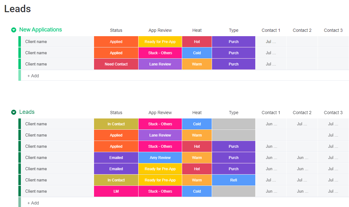 monday.com lead tracking template