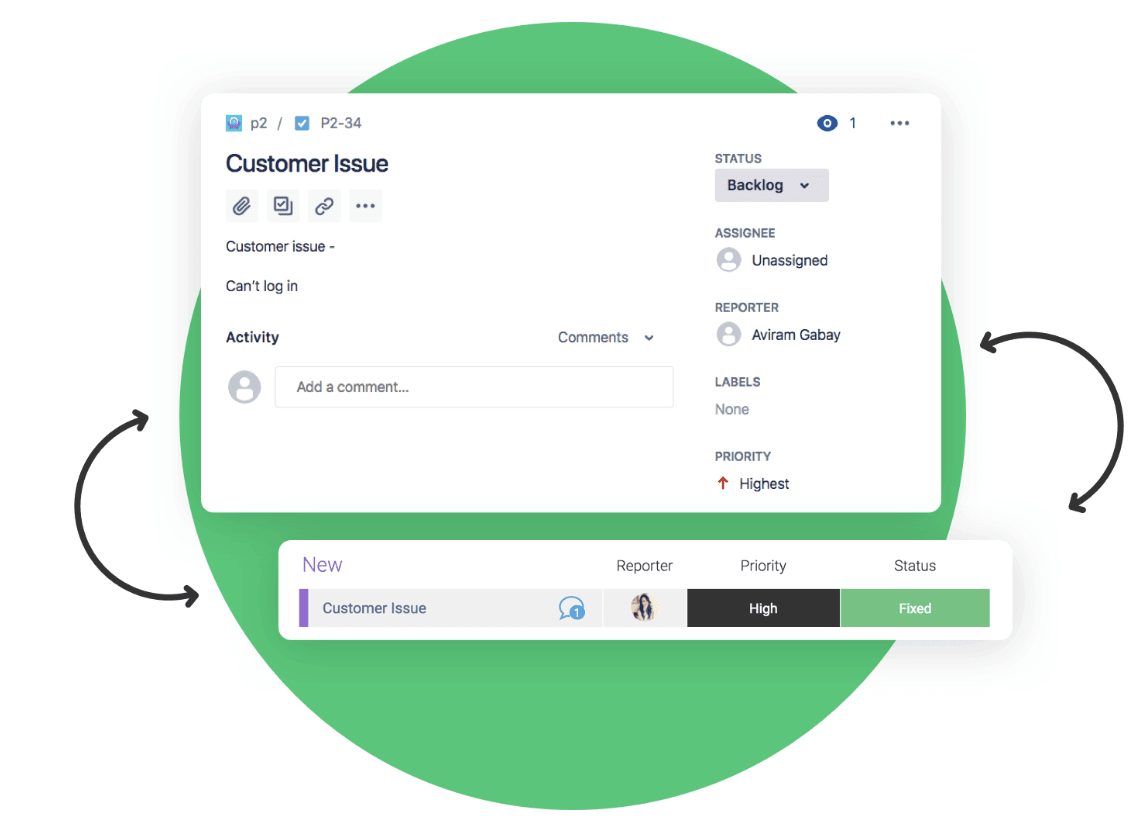 Screenshot of monday.com integration with Jira demonstrating how to raise customer issue