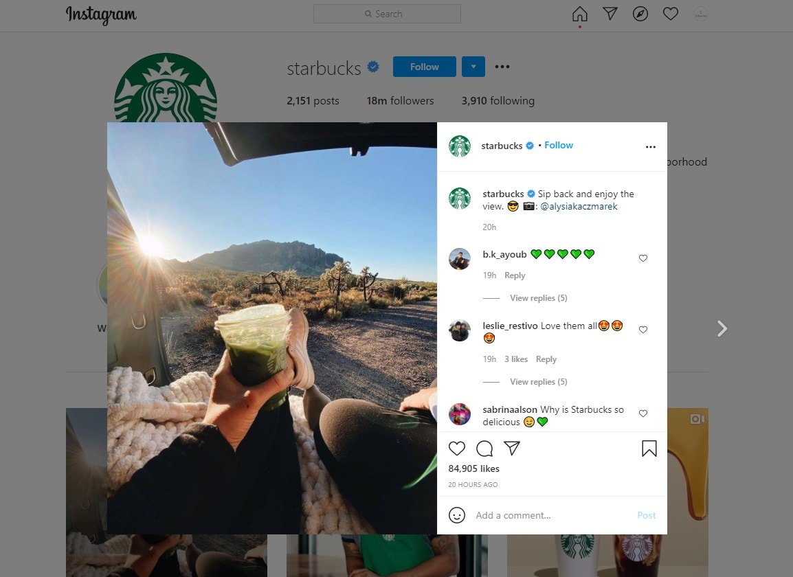 Starbucks Instagram regram