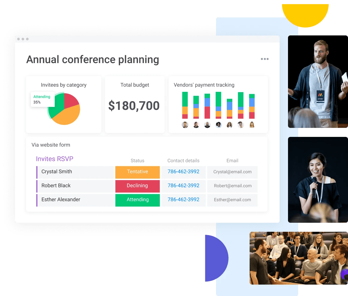 monday.com's work management system provides event teams with all the features they need to plan an event