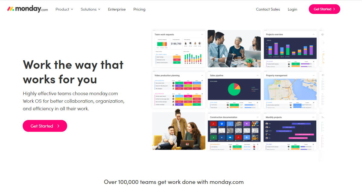 monday.com's homepage screenshot