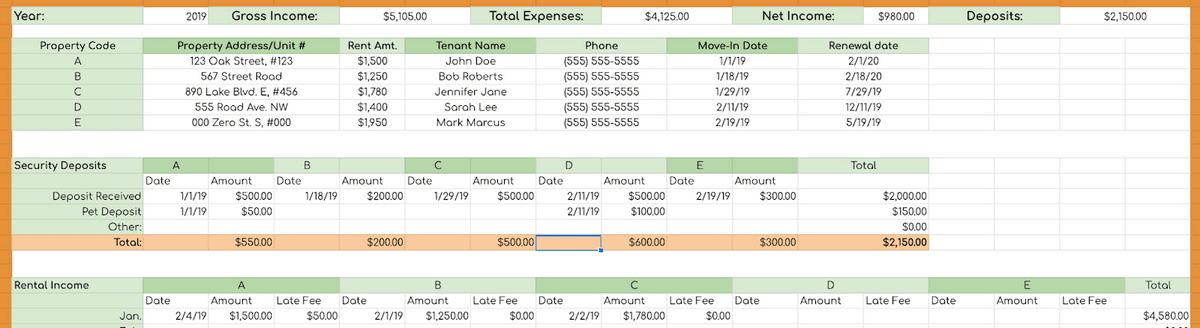 Best Rental Property Spreadsheet Template For Download