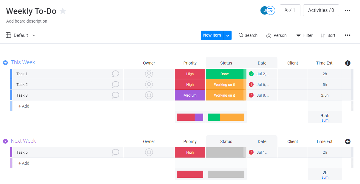 free weekly to-do list template from monday.com