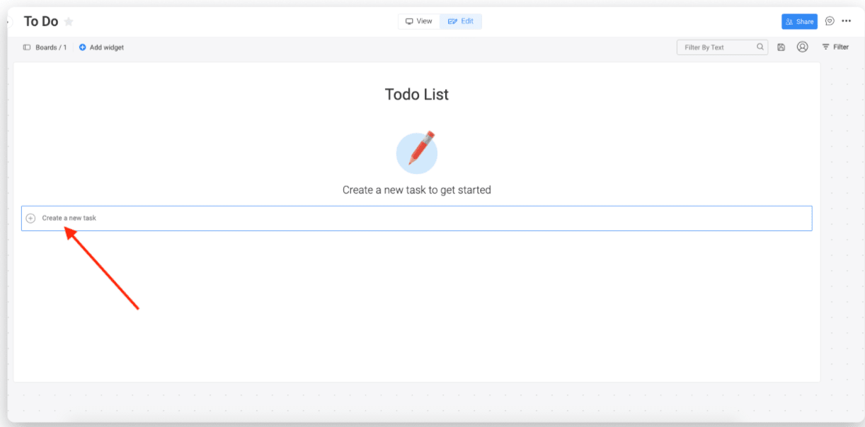 monday.com todo list widget creating new task