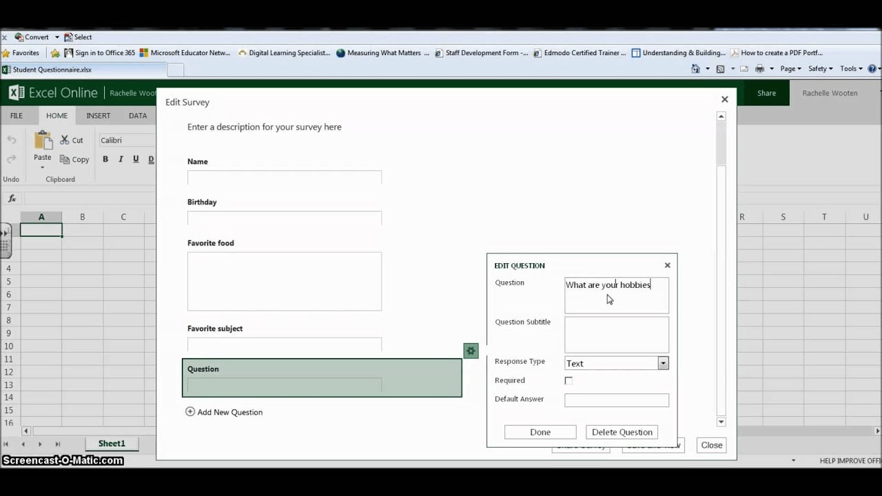 Image of how to make a survey in Excel