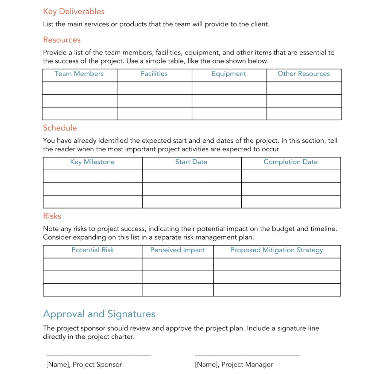 A project charter formally addresses the "who, what, when, how, why, and where" of the project.