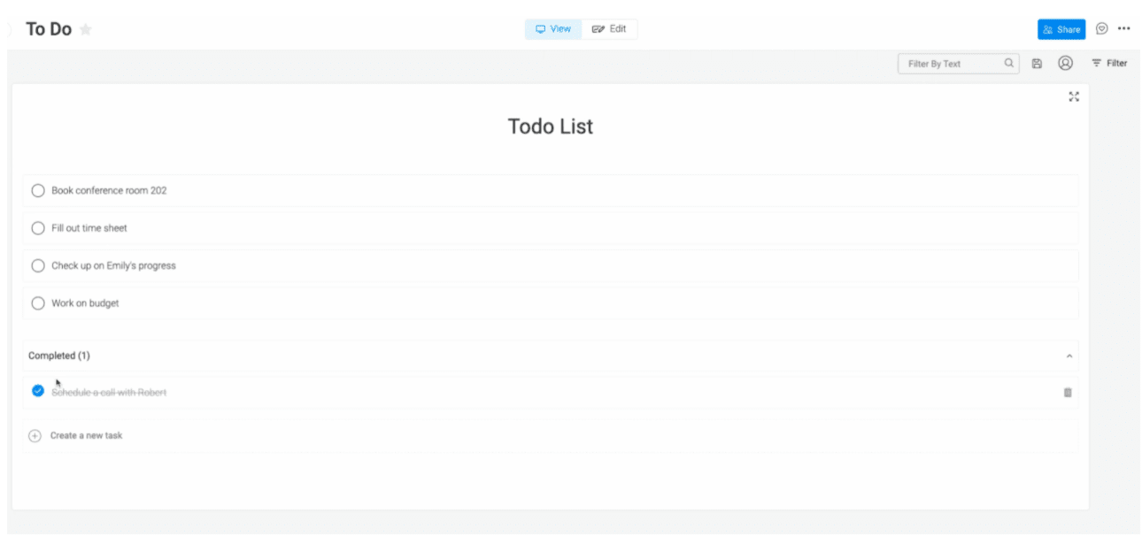 monday.com completing to-do list tasks