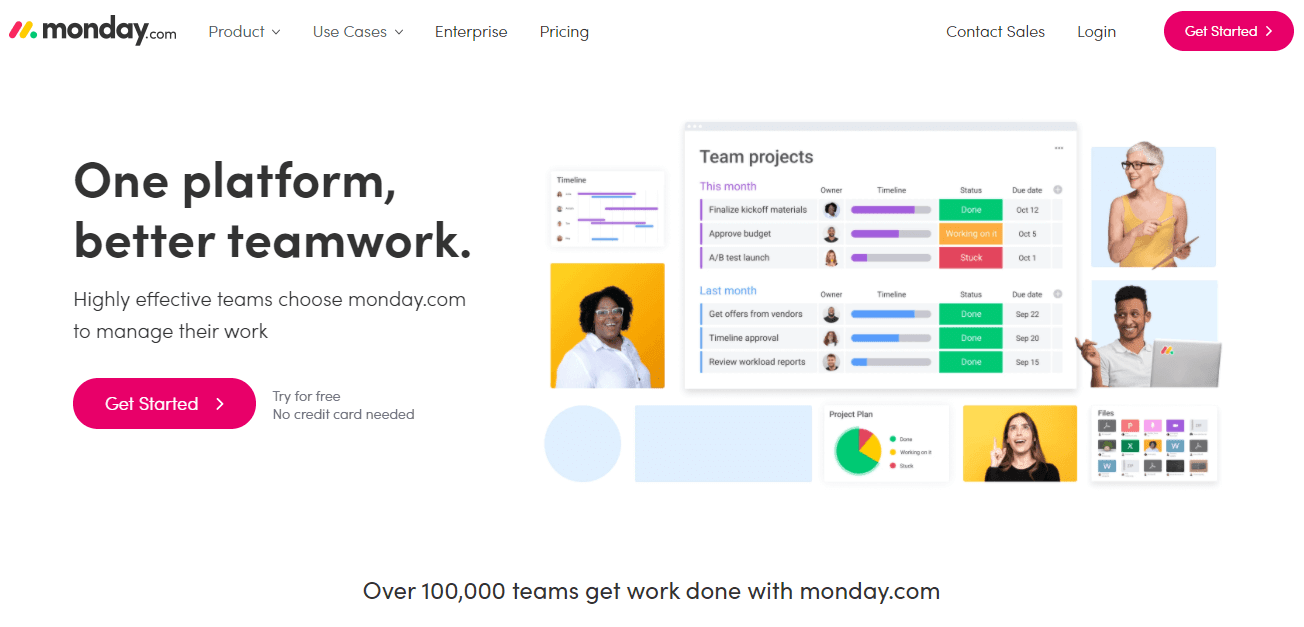 monday.com's home page screenshot