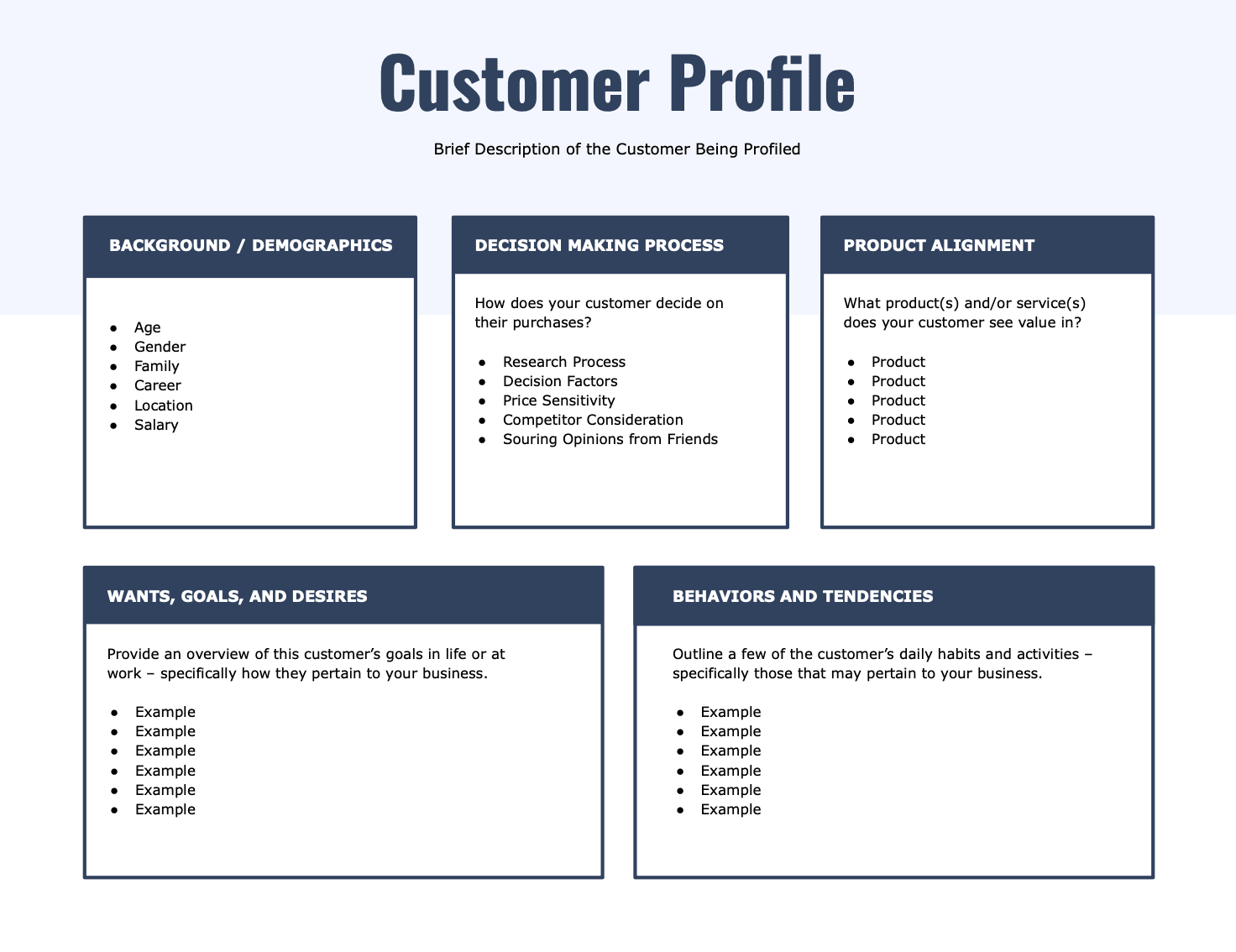 Customer Profile Template Client Profile Word Template Profile My