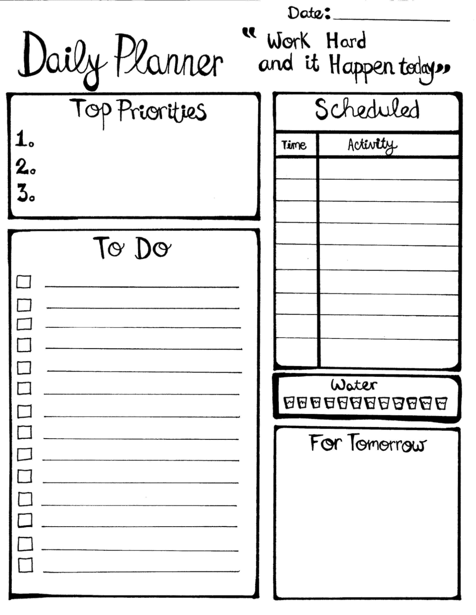 daily work schedule template pdf