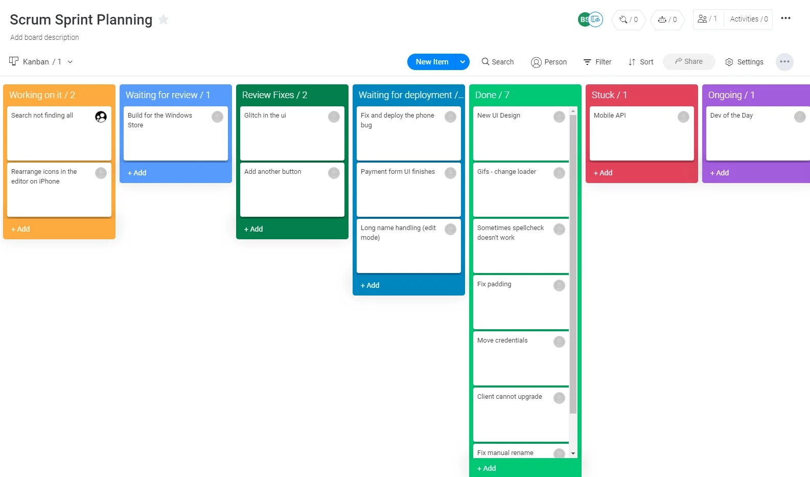 Agile Kanban Board Example