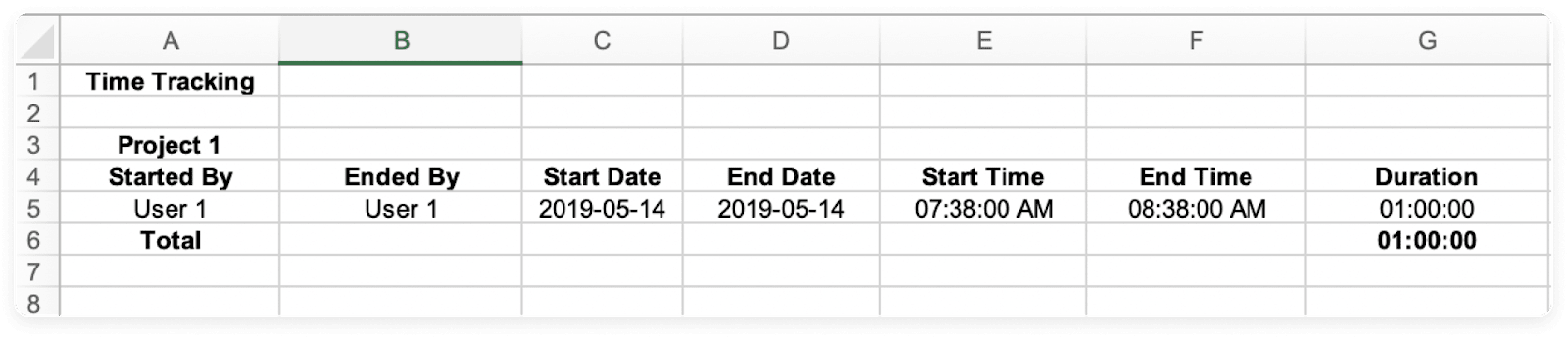 Exporting working hours into an Excel sheet