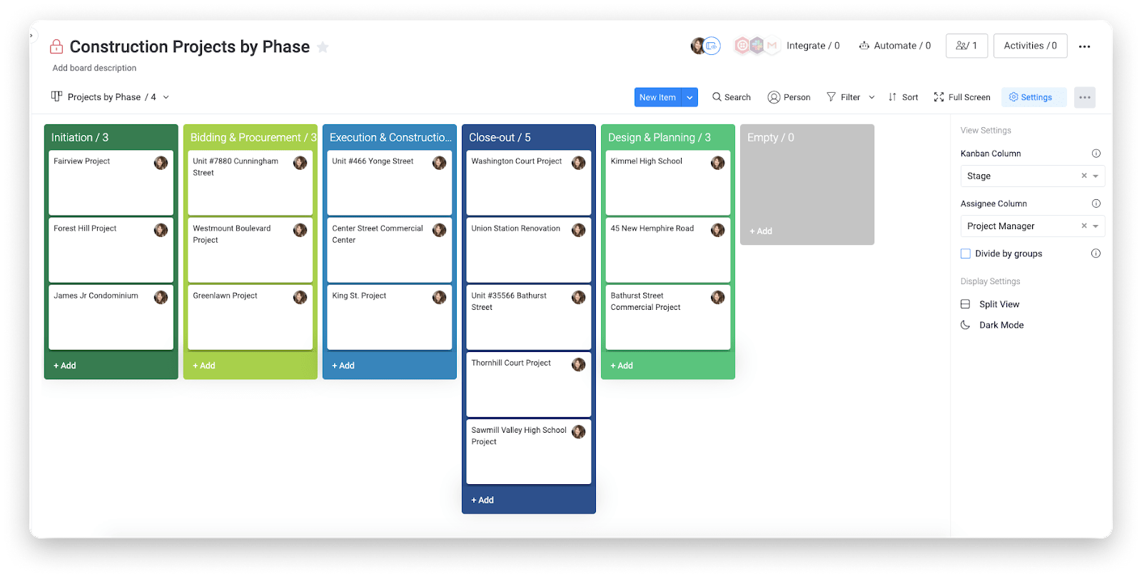 Kanban board in monday.com