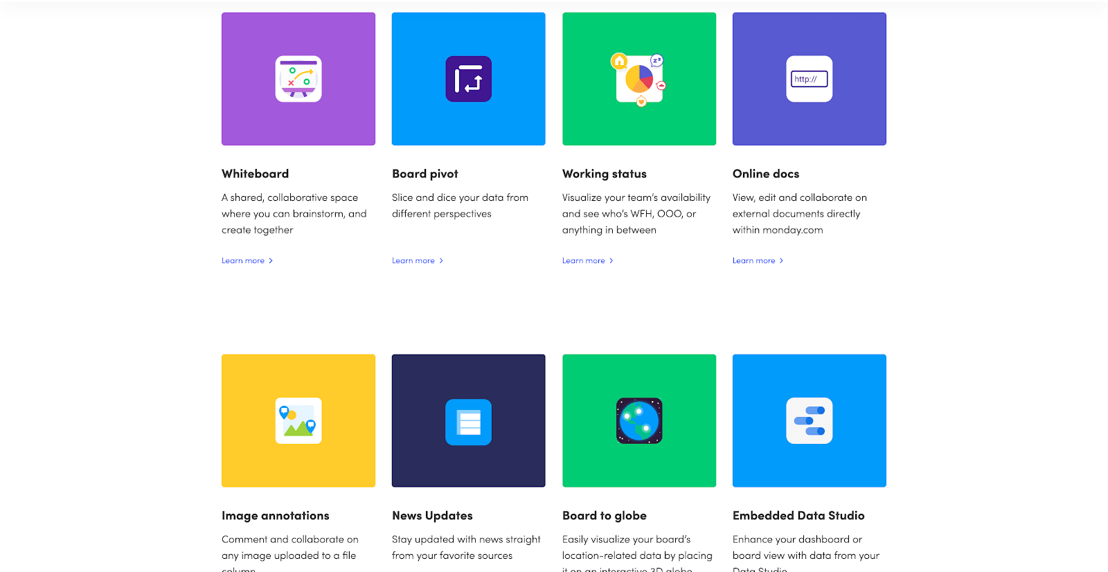 Some of monday.com's workflow apps