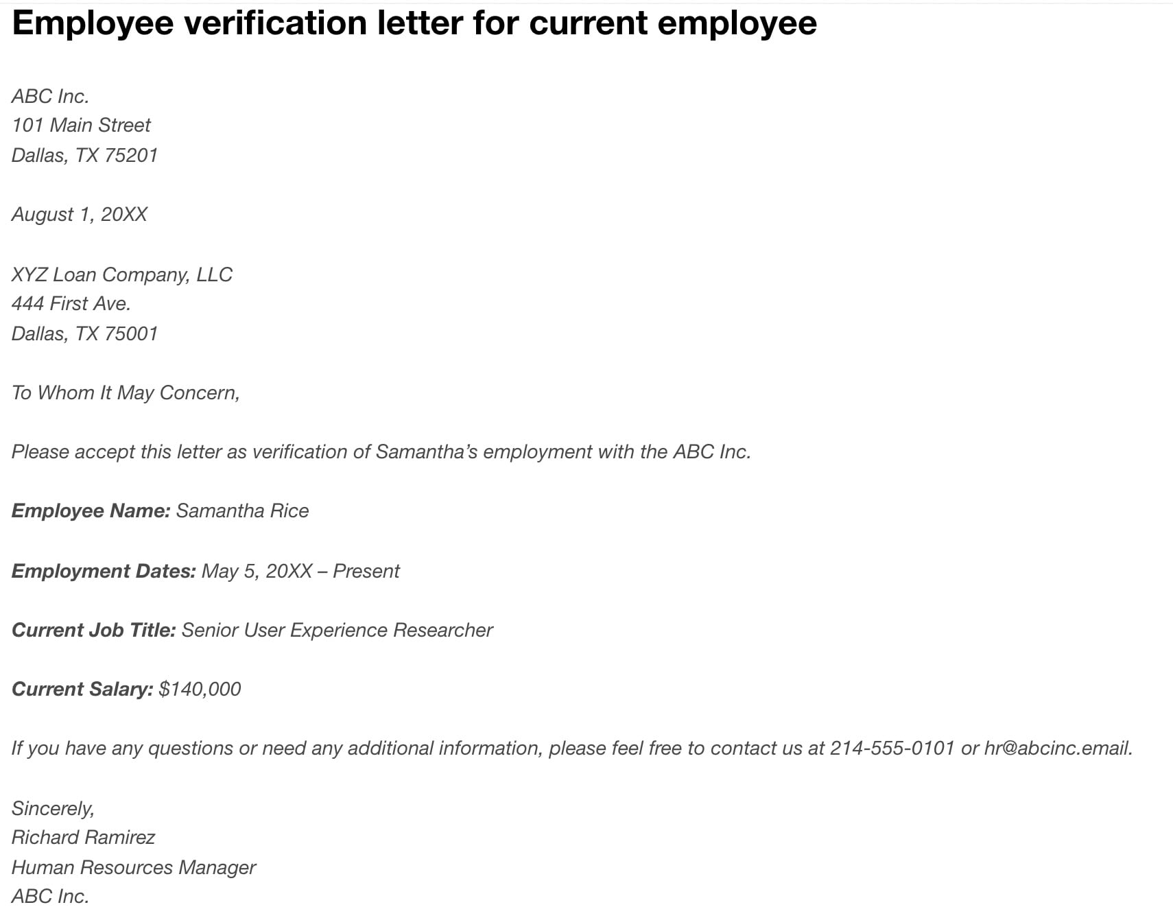 Remote Work Verification Letter Template Design Talk