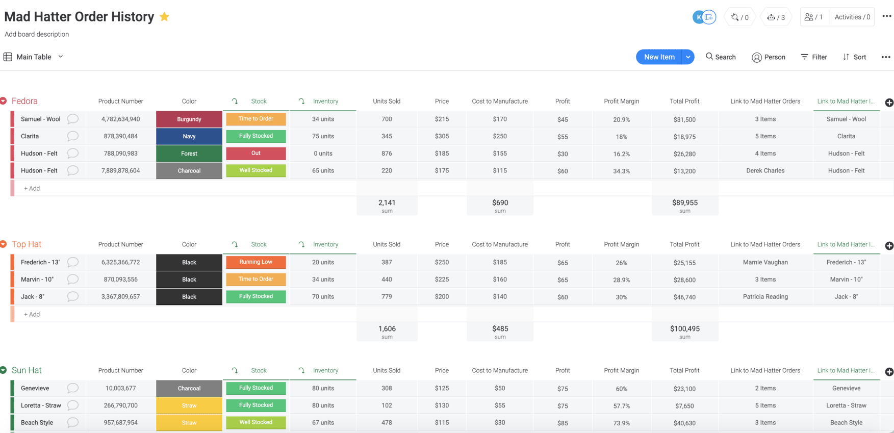 Cover every step with monday.com order tracking software