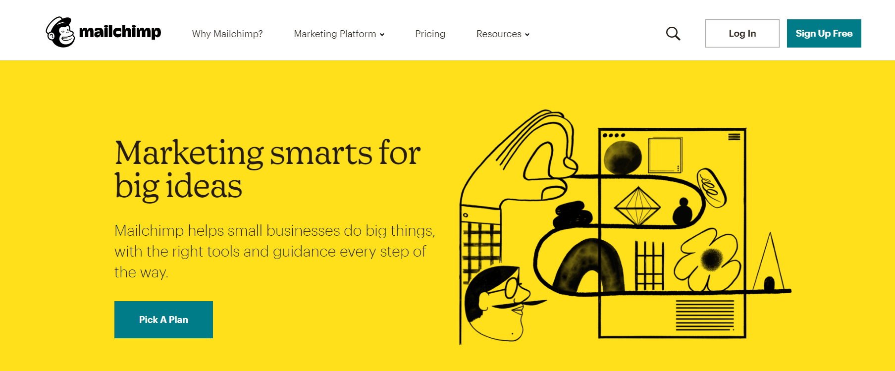 A screenshot of Mailchimp's homepage.