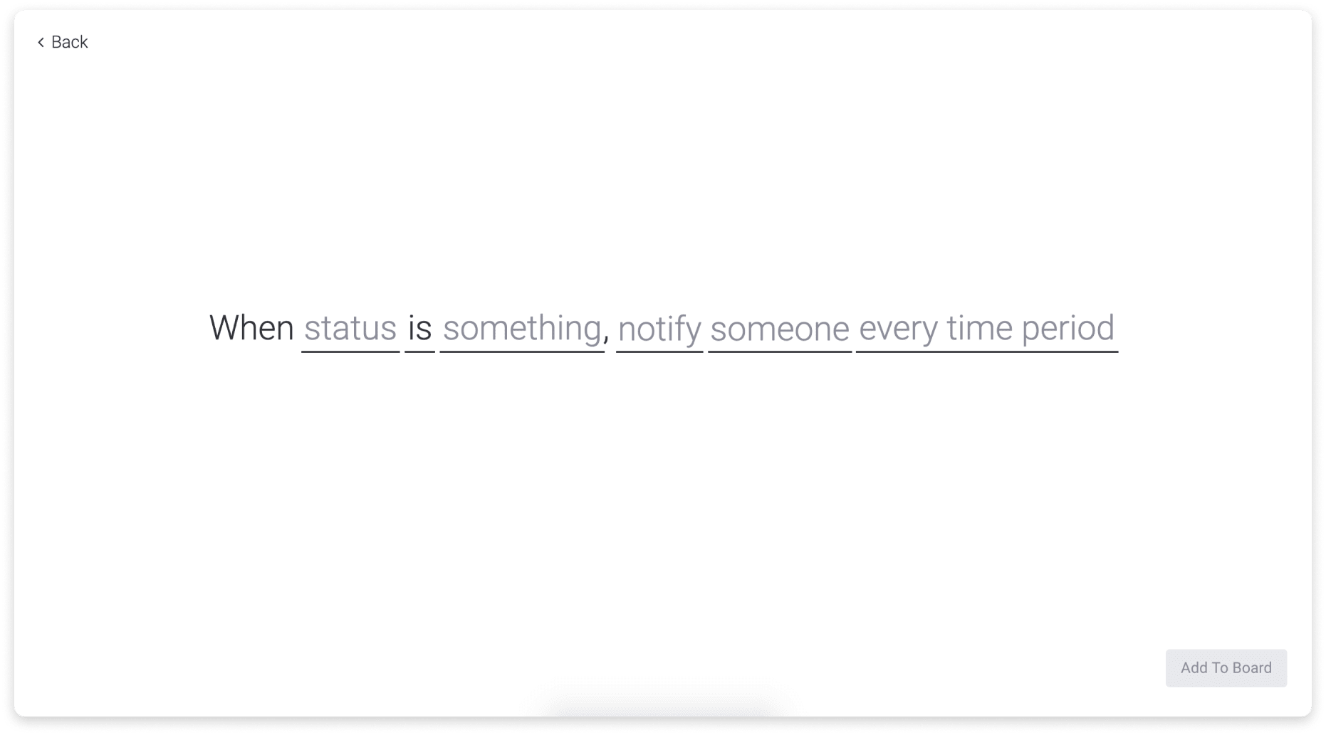 screenshot of setting up and automation recipe in monday.com