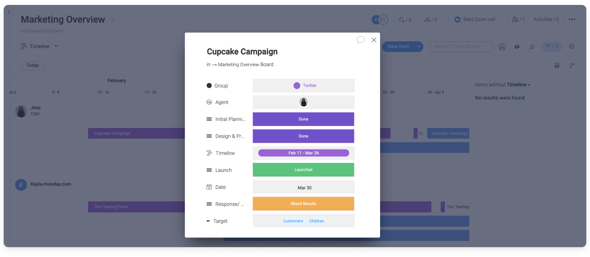 edit task details on monday.com timelines