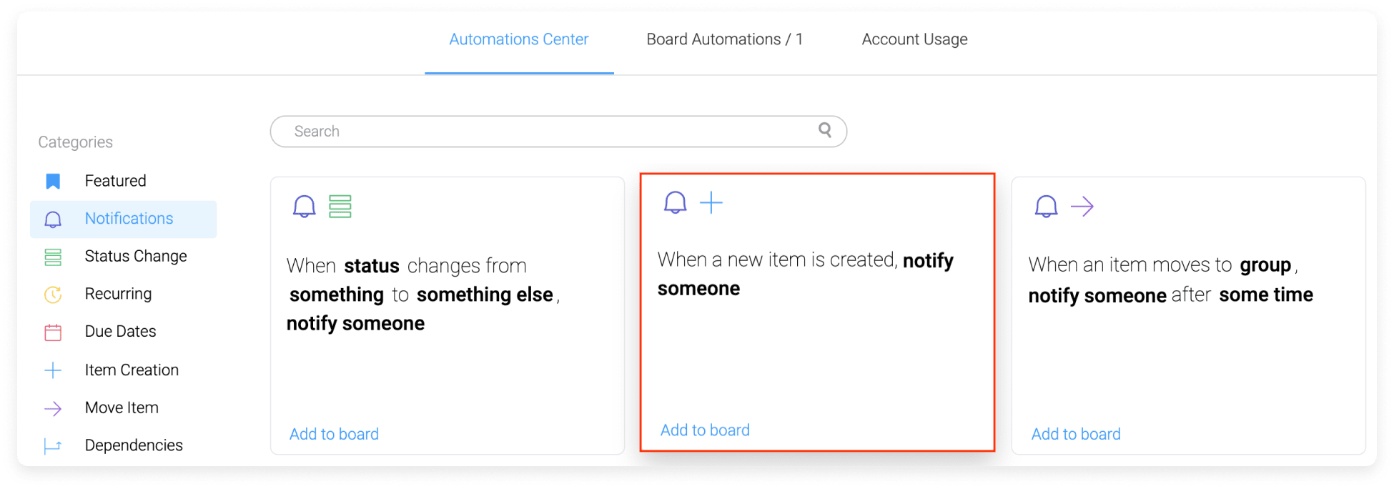 CRM database monday.com automations screenshot