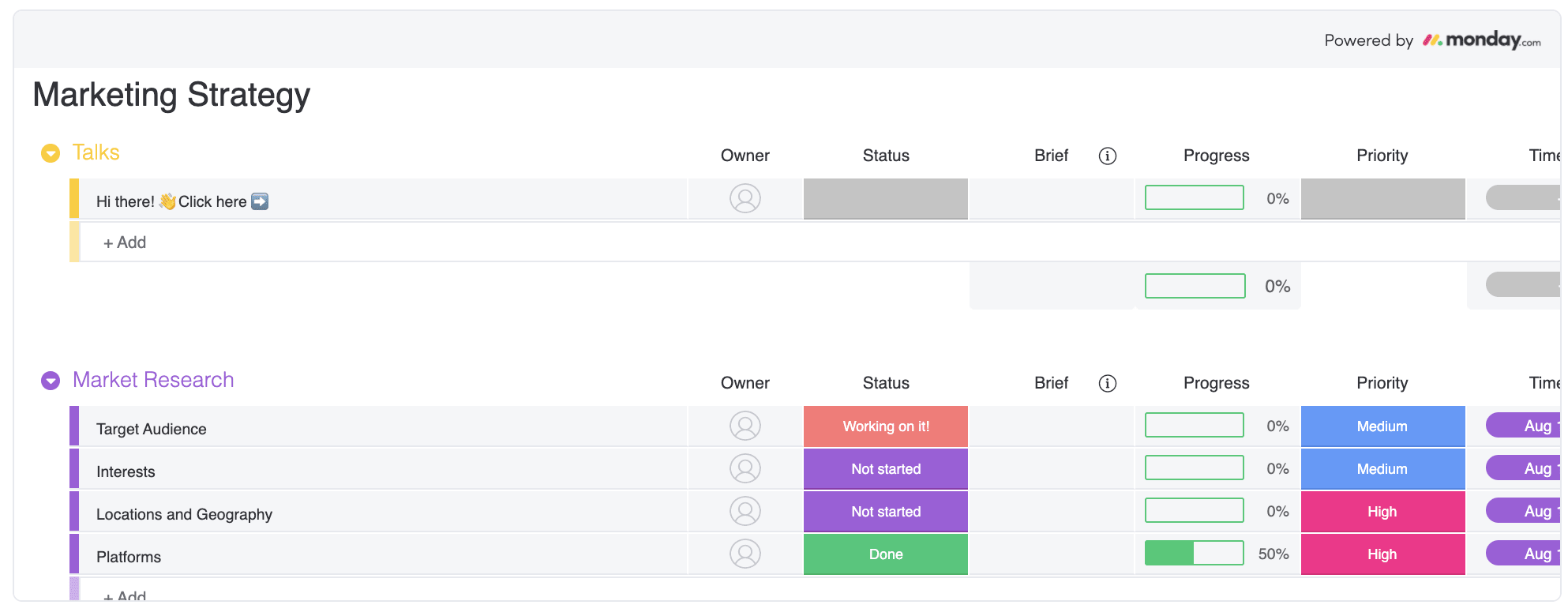monday.com marketing strategy template team tools