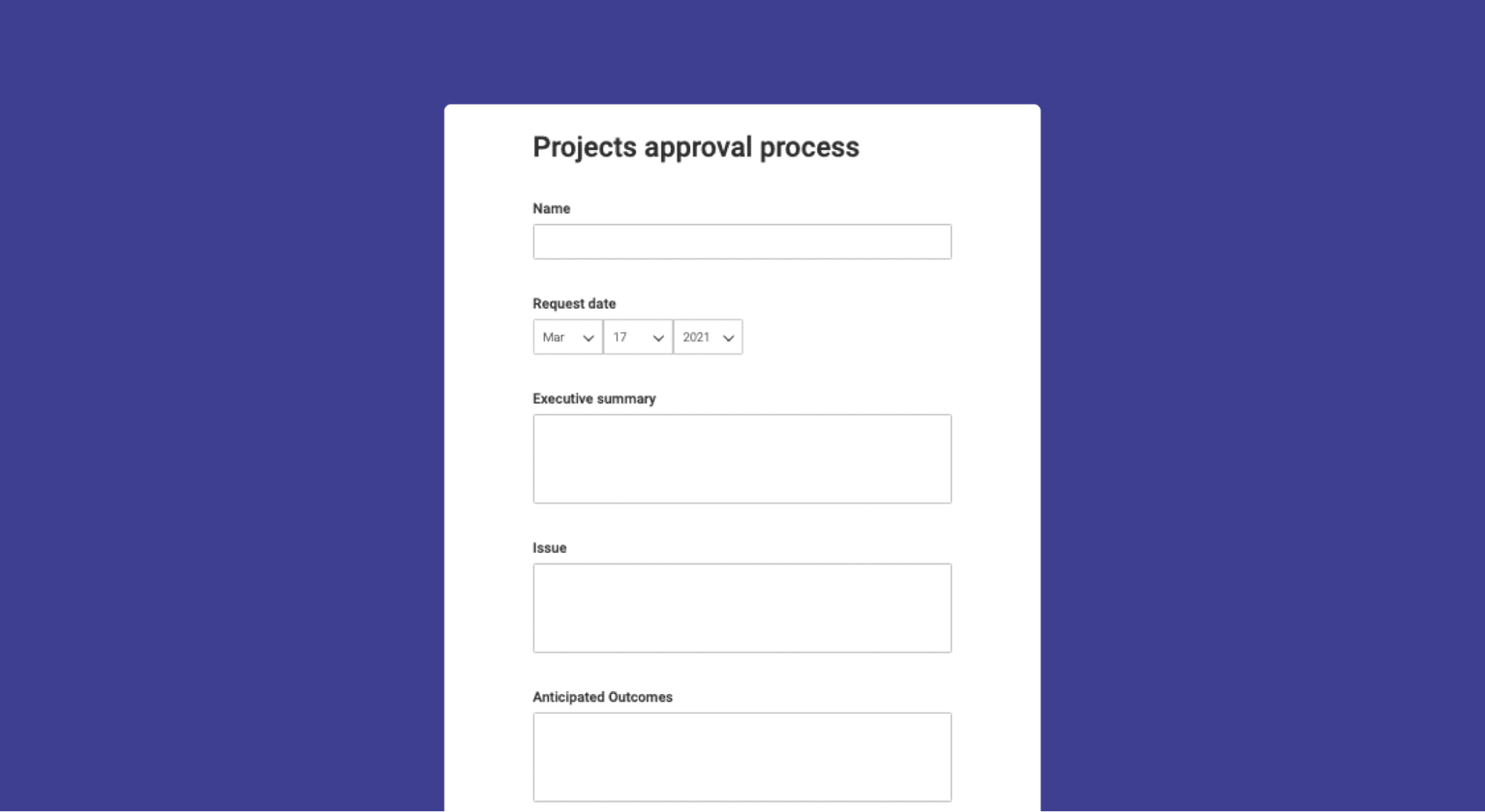 monday.com project requests and approvals template