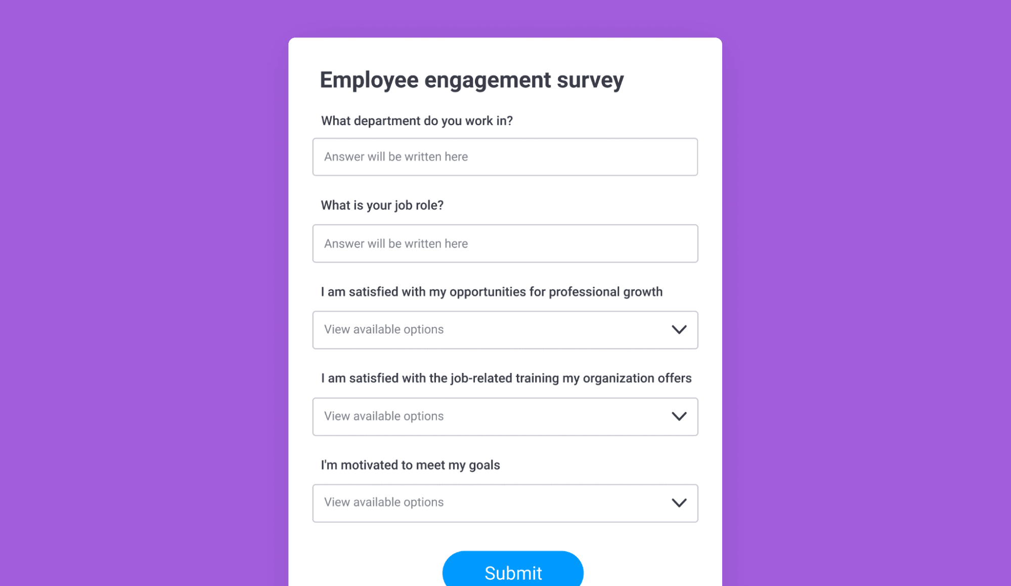 Example of monday.com's employee engagement survey template