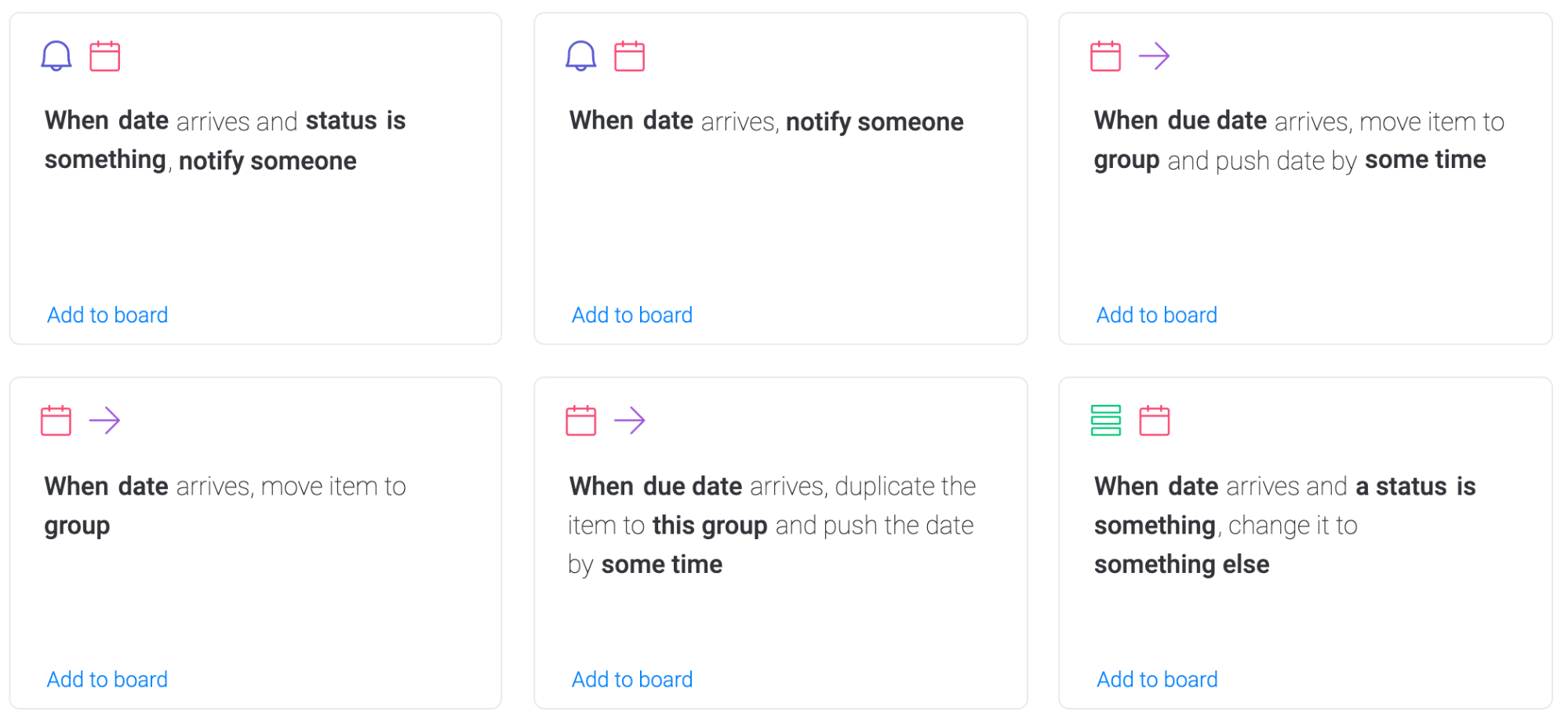 Examples of monday.com's automation functionalities