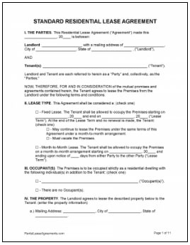 residential lease agreement example