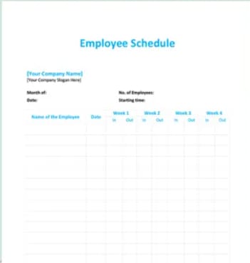 Employee Schedule Template Example