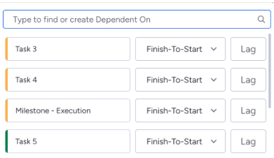 Example of adding lag to a Finish-to-Start dependency on monday.com