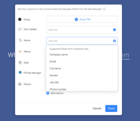 Map the form’s column to your board’s columns, like so