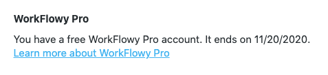 Workflowy Pro trial period