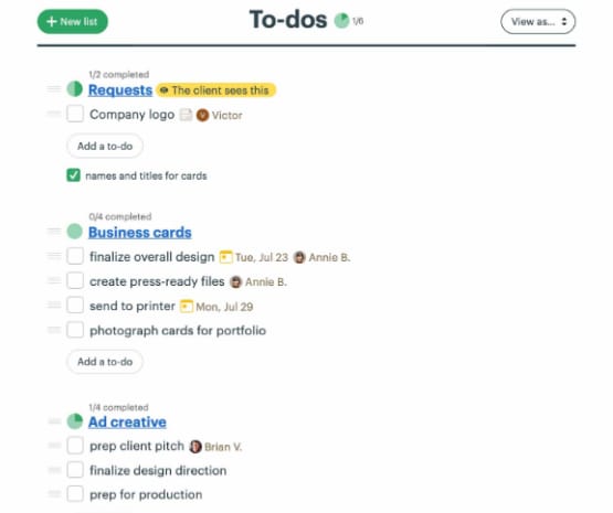 to-do list feature in basecamp