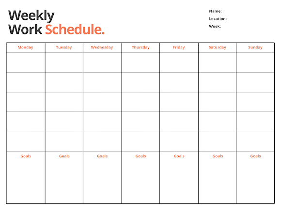 community work week schedule template