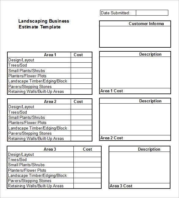 Landscape Estimate Template Free