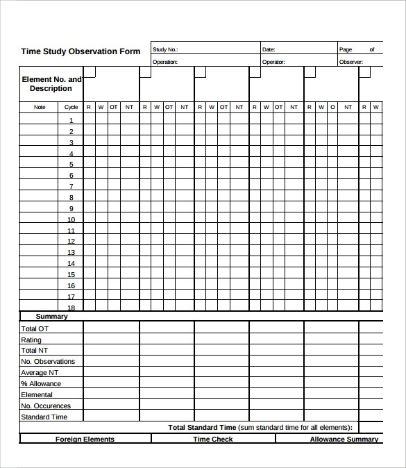 example of a business time study template