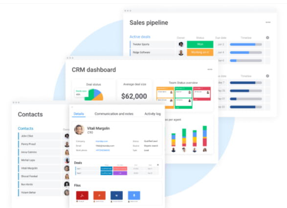 central CRM database in monday.com