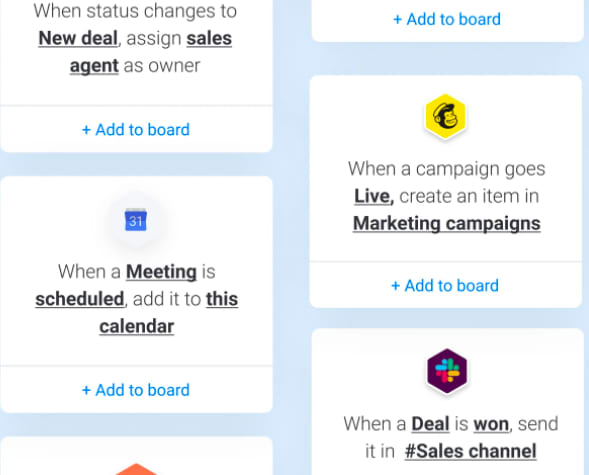 Sample marketing automations you can add to monday.com