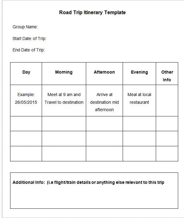 trip details plans