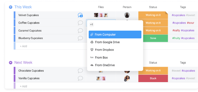 Screenshot showing the monday.com and Microsoft 365 integration.