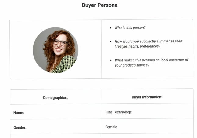 Buyer persona template from monday.com 