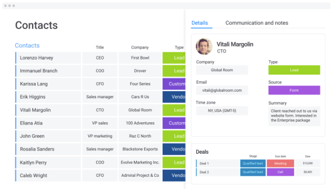 monday.com contact management template