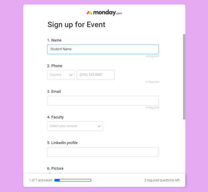 survey example how it looks like