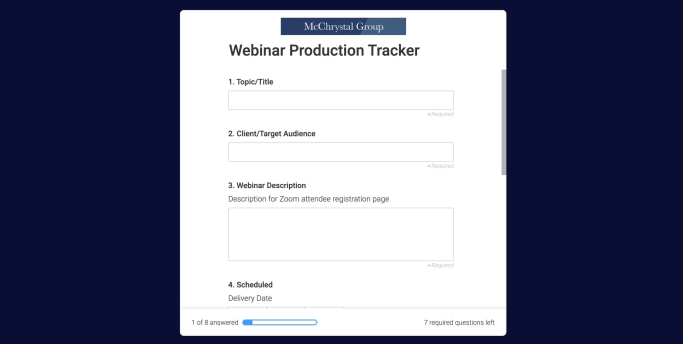 rastreador de webinar de McChrystal Group