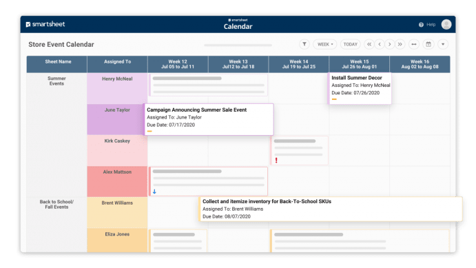 Smartsheet board